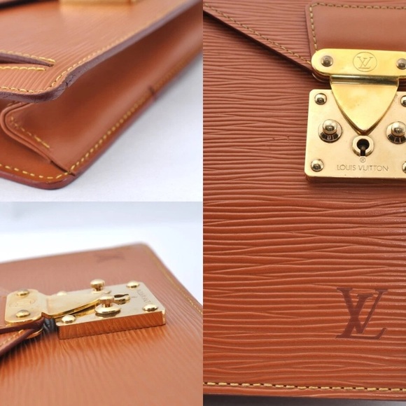 💃Authentic Louis Vuitton Epi Pochette Sellier Dragonne Clutch Bag M52618 Brown - Picture 6 of 10